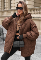 Pikowana Jacke puchowa z kapturem Amber Frost Schokoladenbraun
