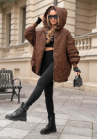 Pikowana Jacke puchowa z kapturem Amber Frost Schokoladenbraun