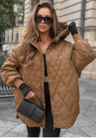 Pikowana Jacke puchowa z kapturem Amber Frost Schokoladenbraun