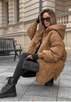 Pikowana Jacke puchowa z kapturem Amber Frost Schokoladenbraun