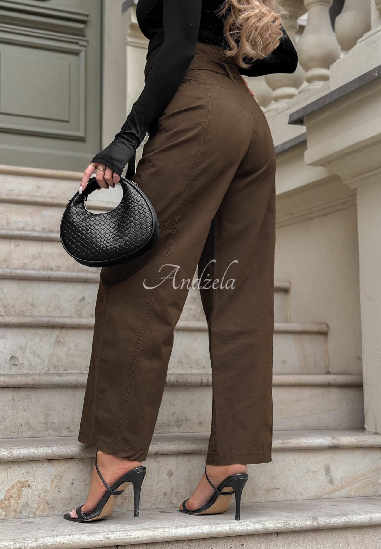 Ballonjeans mit Ziernähten Honey Light Schokoladenbraun