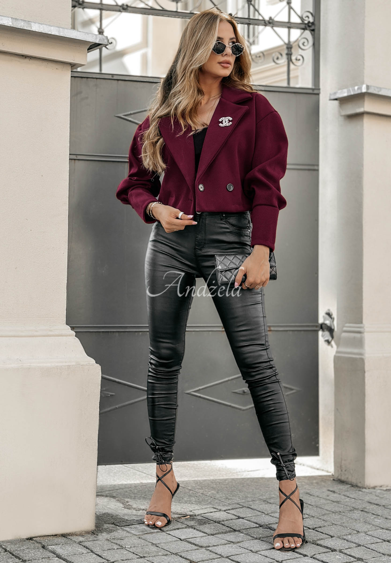 Kurzer Mantel mit Kragen Casual Calm Burgunderrot