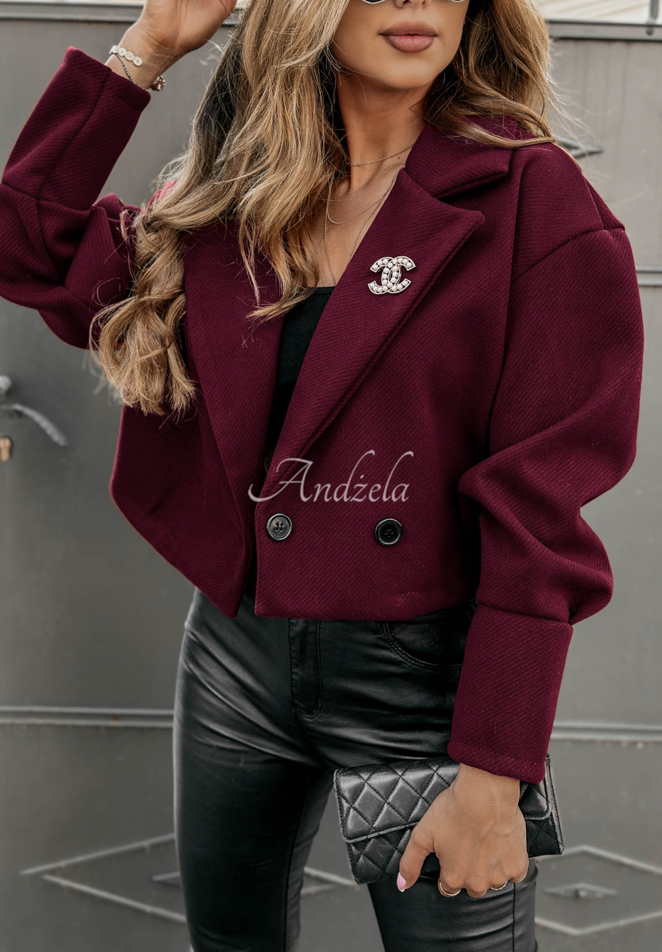 Kurzer Mantel mit Kragen Casual Calm Burgunderrot