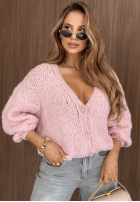 Krótki Cardigan oversize z zapięciem Velvet Morning Schokoladenbraun