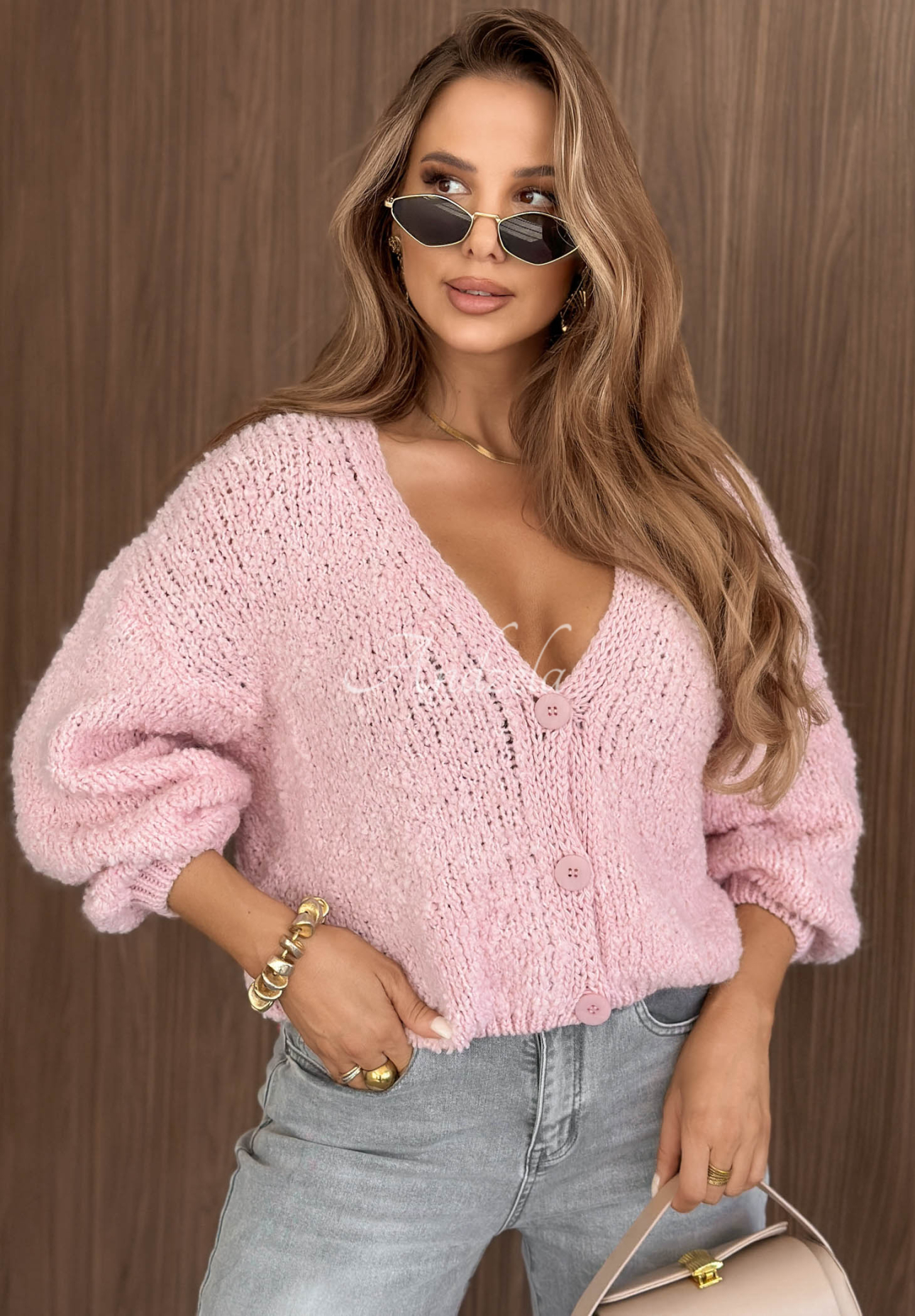 Oversize-Strickjacke aus Wolle und Alpaka Velvet Morning Rosa