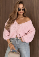 Krótki Cardigan oversize z zapięciem Velvet Morning Schokoladenbraun