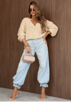 Krótki Cardigan oversize z zapięciem Velvet Morning Schokoladenbraun