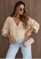 Krótki Cardigan oversize z zapięciem Velvet Morning Schokoladenbraun