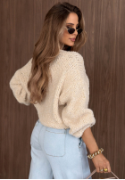 Krótki Cardigan oversize z zapięciem Velvet Morning Schokoladenbraun