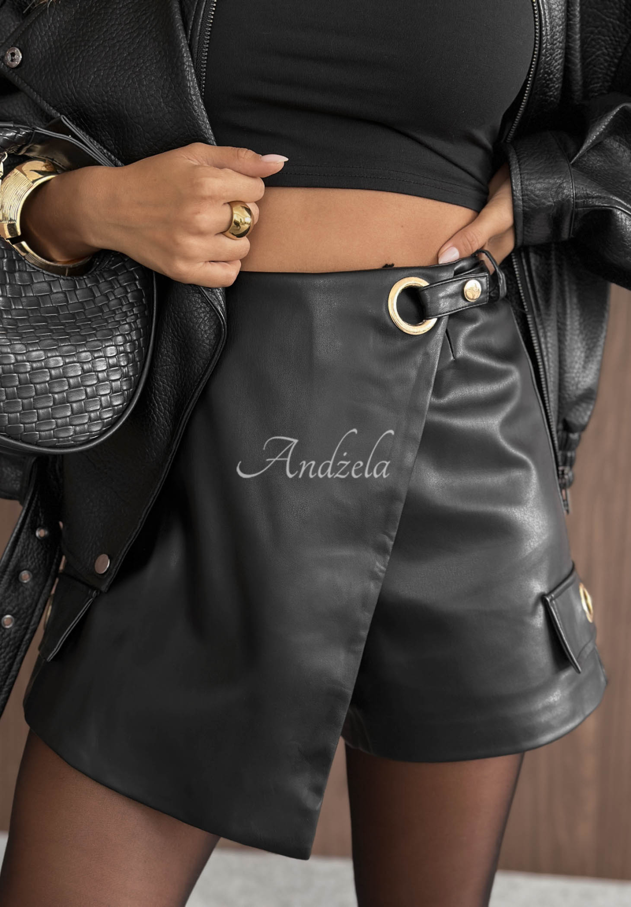 Skorts aus Lederimitat Calm Morning Schwarz
