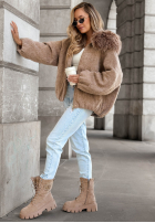 Krótka Jacke bomberka z futerkiem Cozy Story Beige