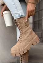 zamszowe Stiefeletten ze sznurowaniem Velvet Season Schokoladenbraun