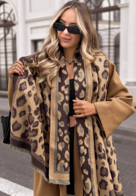 Weicher Schal mit Leopardenmuster mit Baumwolle und Viskose Snow Kiss Schokoladenbraun