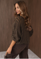 Krótki ażurowy Cardigan z zapięciem Cozy Touch Ecru