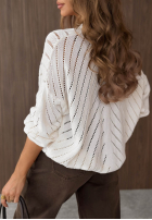 Krótki ażurowy Cardigan z zapięciem Cozy Touch Ecru