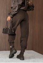 Hose Jeans mom fit z paskiem Just A Thought jasnoczekoladowe