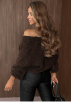 Krótki Cardigan oversize z zapięciem Velvet Morning Schokoladenbraun