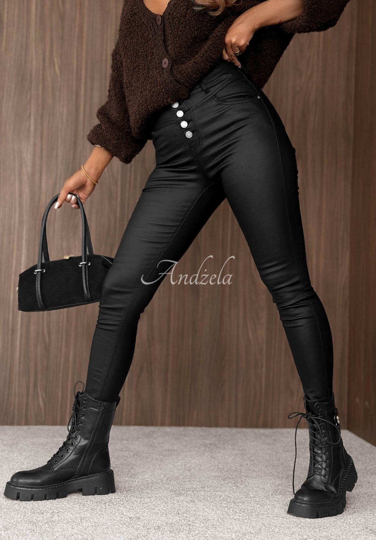 Gewachste Skinny-Hose Tauriel Schwarz