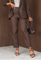 Set Blazer i Hose w paski No Time Today Schokoladenbraun