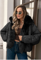Krótka pikowana Jacke z futerkiem Frosty Darling Schokoladenbraun