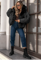 Krótka pikowana Jacke z futerkiem Frosty Darling Schokoladenbraun
