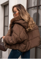 Krótka pikowana Jacke z futerkiem Frosty Darling Schokoladenbraun