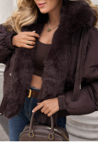 Krótka pikowana Jacke z futerkiem Frosty Darling Schokoladenbraun