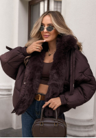 Krótka pikowana Jacke z futerkiem Frosty Darling Schokoladenbraun