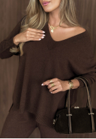 Dzianinowy Set Pullover i Hose wide leg Faded Skies Schokoladenbraun