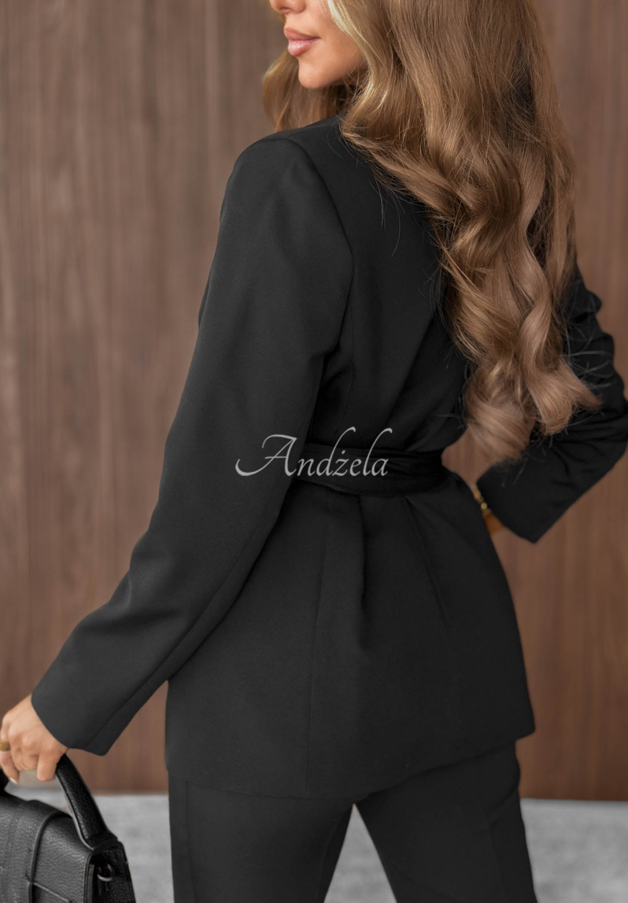 Eleganter, zweireihiger Viskoseblazer Timeless Grace Schwarz