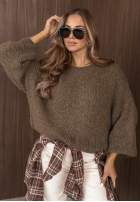 Pullover mit Puffärmeln Maybe Never Mokkafarben