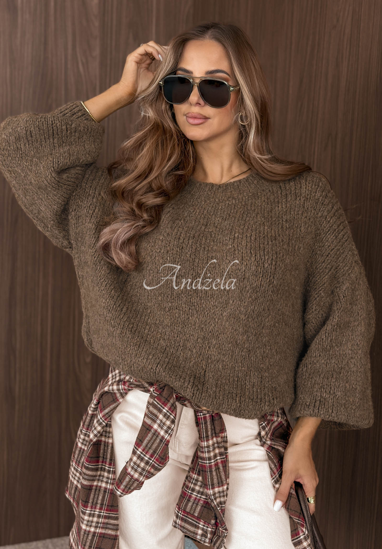 Pullover mit Puffärmeln Maybe Never Mokkafarben