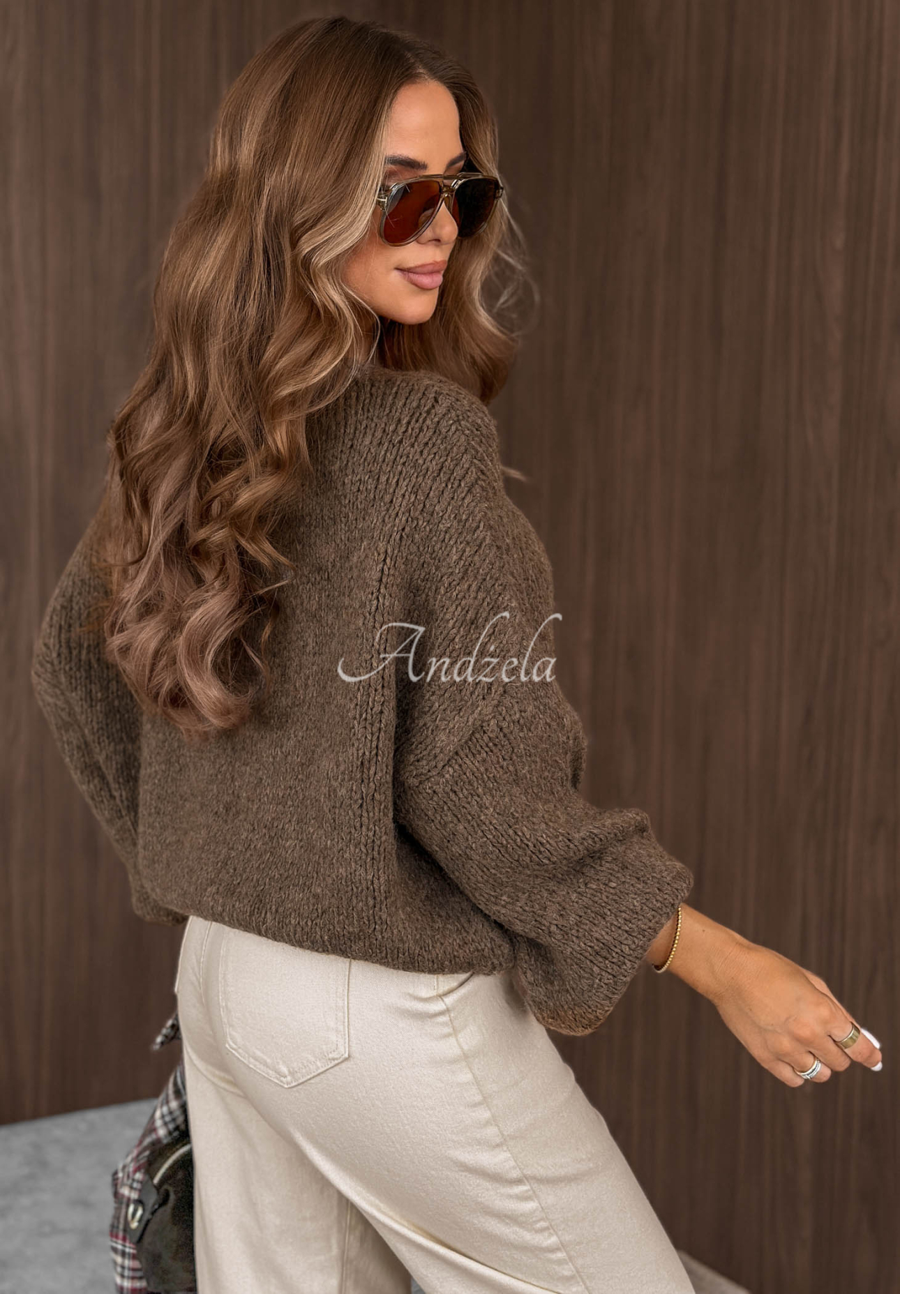 Pullover mit Puffärmeln Maybe Never Mokkafarben