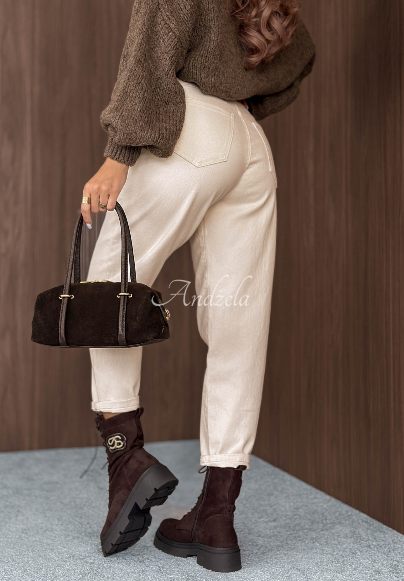 Balloon Jeanshose mit Gürtel Not Again Hell Beige
