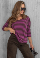 Bluse longsleeve z dekoltem w paski Lovely Autumn Beige-Schokoladenbraun