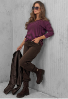 Bluse longsleeve z dekoltem w paski Lovely Autumn Beige-Schokoladenbraun