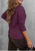 Bluse longsleeve z dekoltem w paski Lovely Autumn Beige-Schokoladenbraun