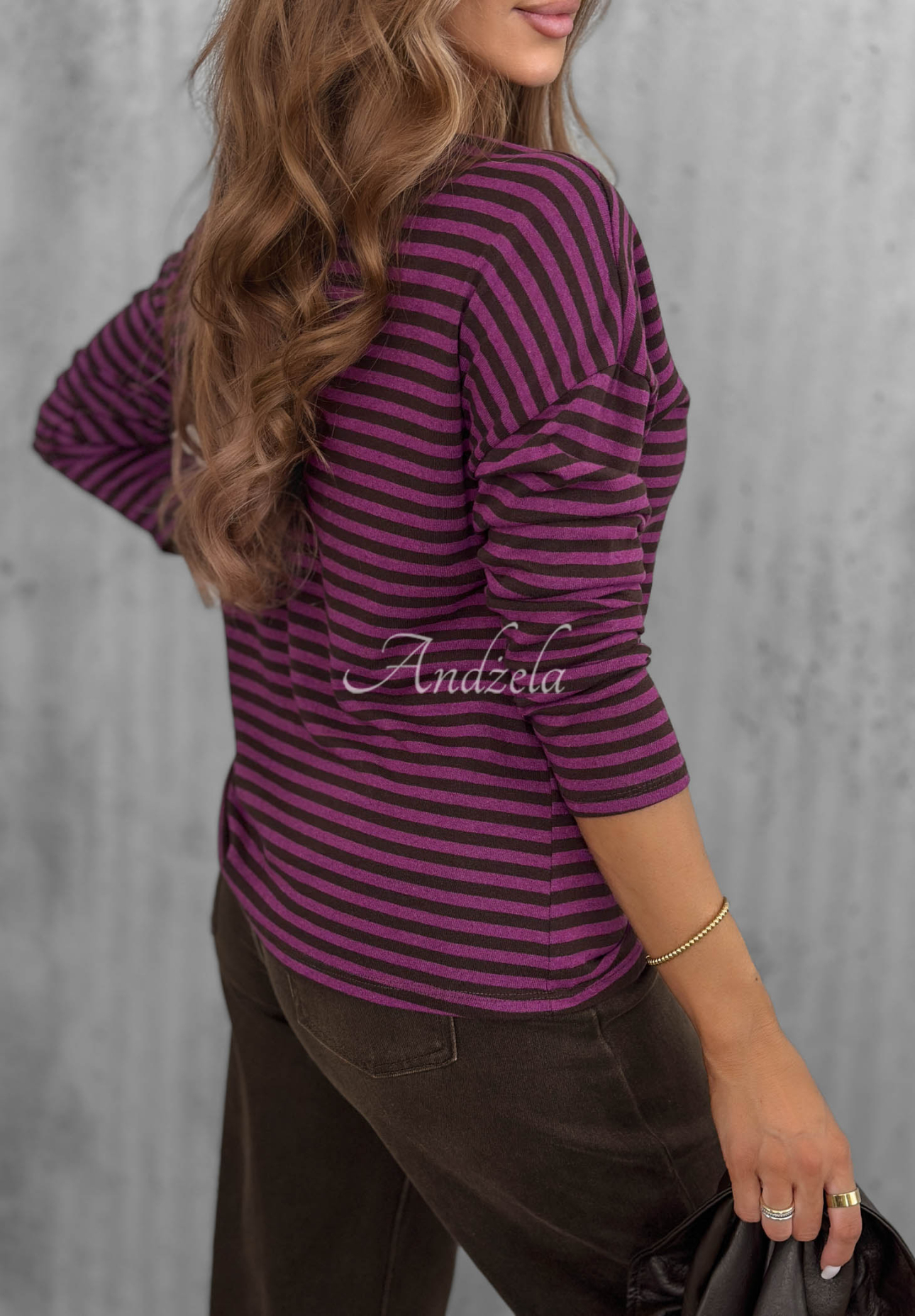 Baumwollpullover mit gestreiftem Halsausschnitt Lovely Autumn Beerenfarben