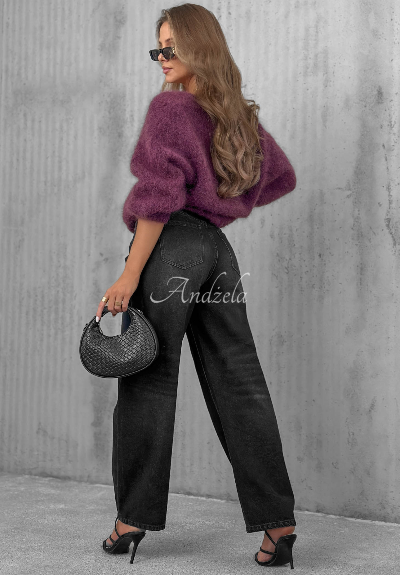 Kurzer Mohair-Cardigan mit Knopf Sugar Cloud Beerenfarben