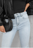 Hose jeansowe dzwony z kryształkami Stardust Jeans Hellblau