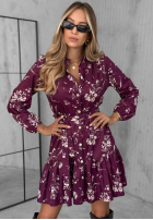 Koszulowa Kleid z wiskozy z falbanką w kwiaty Call My Name Beerenfarben
