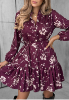 Koszulowa Kleid z wiskozy z falbanką w kwiaty Call My Name Beerenfarben
