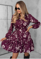 Koszulowa Kleid z wiskozy z falbanką w kwiaty Call My Name Beerenfarben