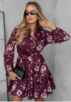 Koszulowa Kleid z wiskozy z falbanką w kwiaty Call My Name Beerenfarben