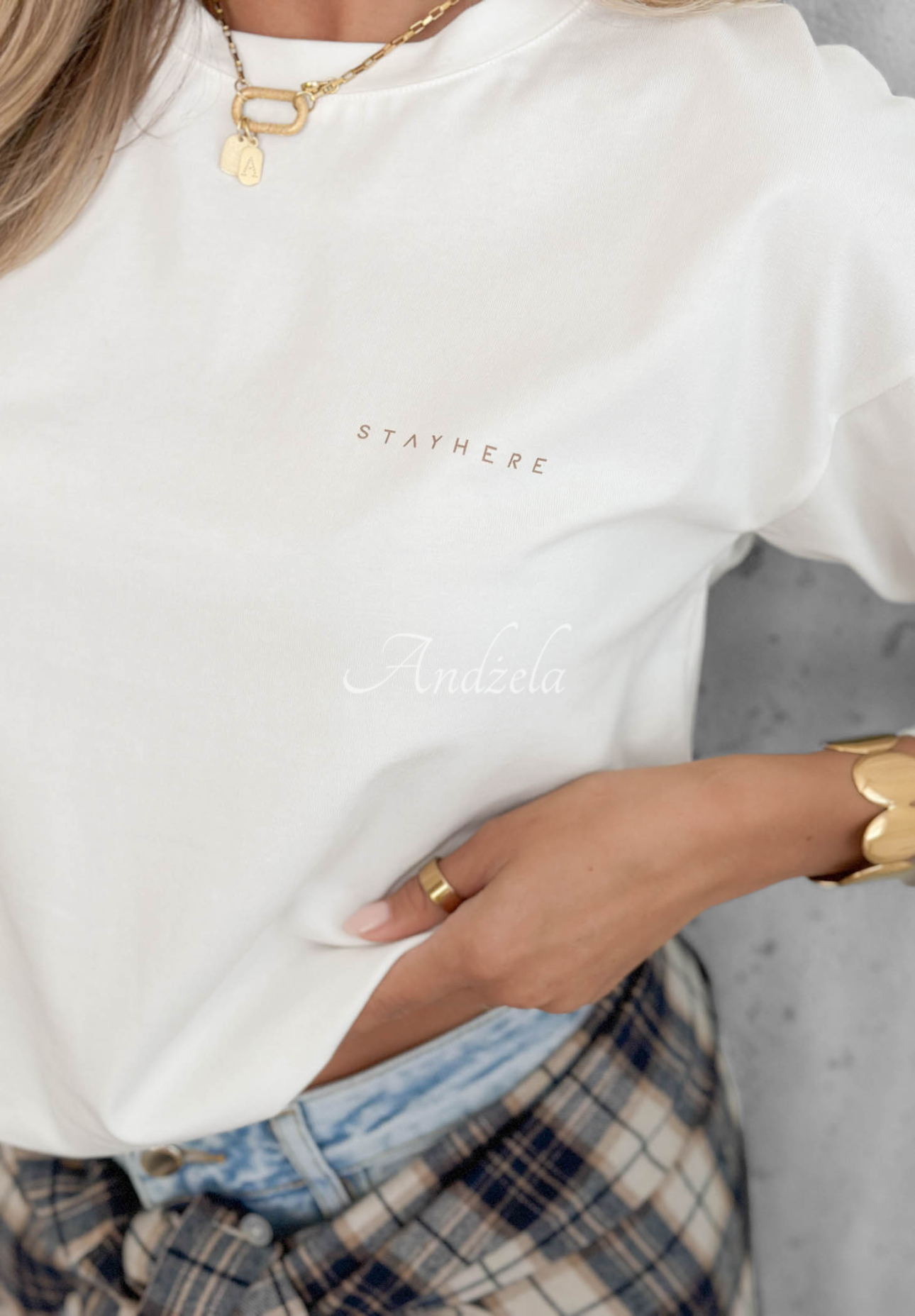 Baumwollbluse mit langen Ärmeln Simple Chic Ecru