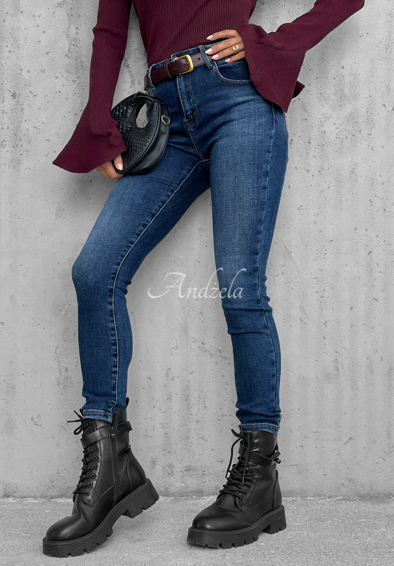 Skinny Jeans mit Gürtel For No Reason Blau