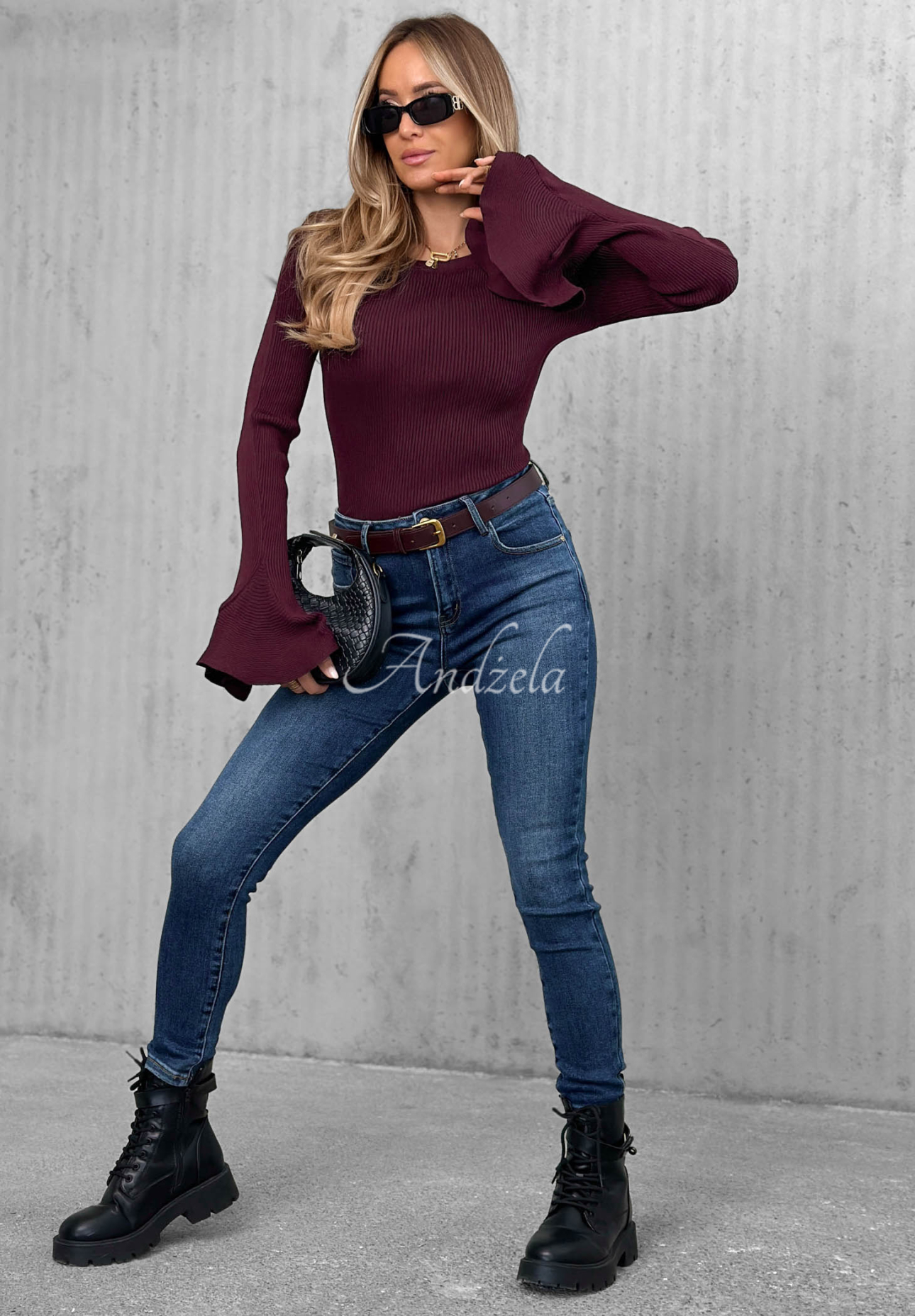 Skinny Jeans mit Gürtel For No Reason Blau