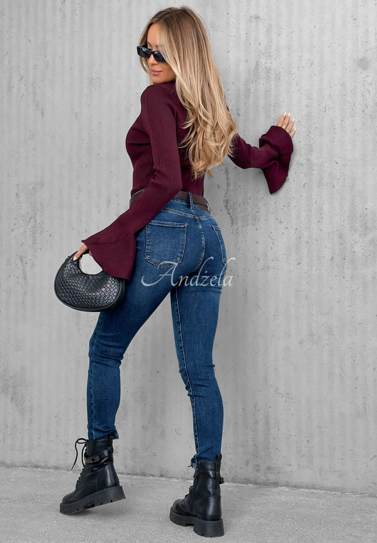 Skinny Jeans mit Gürtel For No Reason Blau