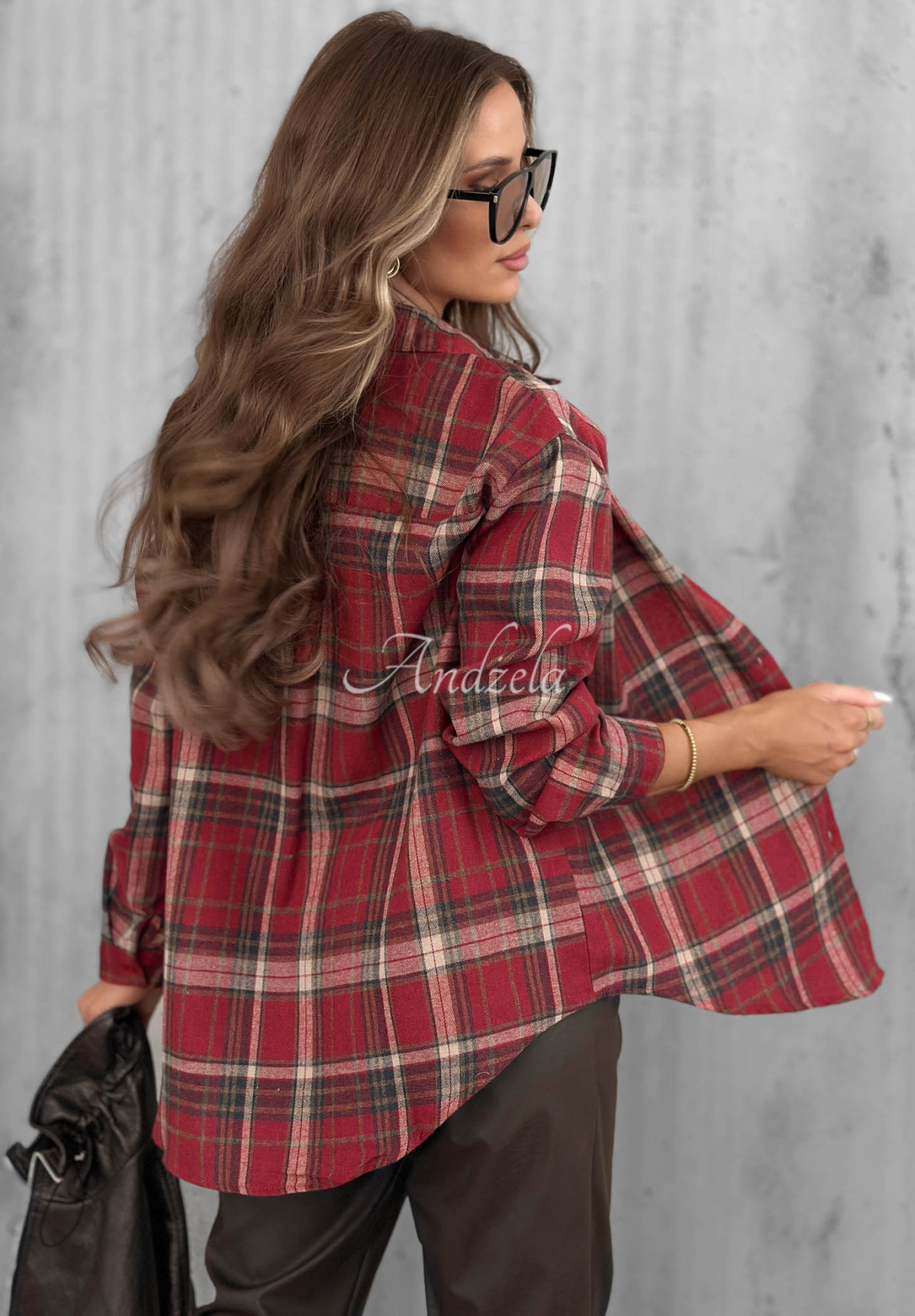 Kariertes Baumwollhemd mit Herz Cinnamon Dream Rot