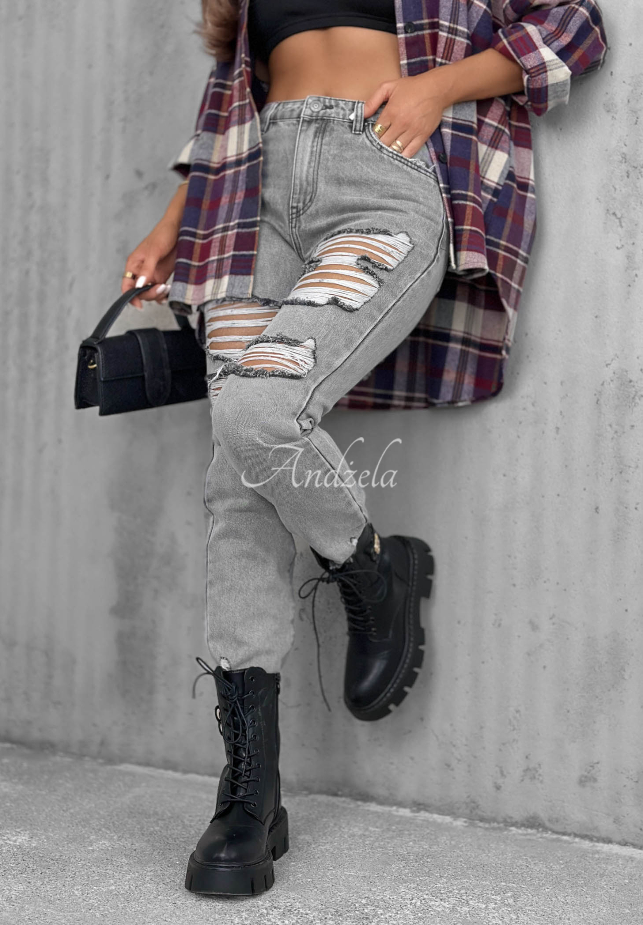 Skinny Jeans mit Rissen Chase Me Grau